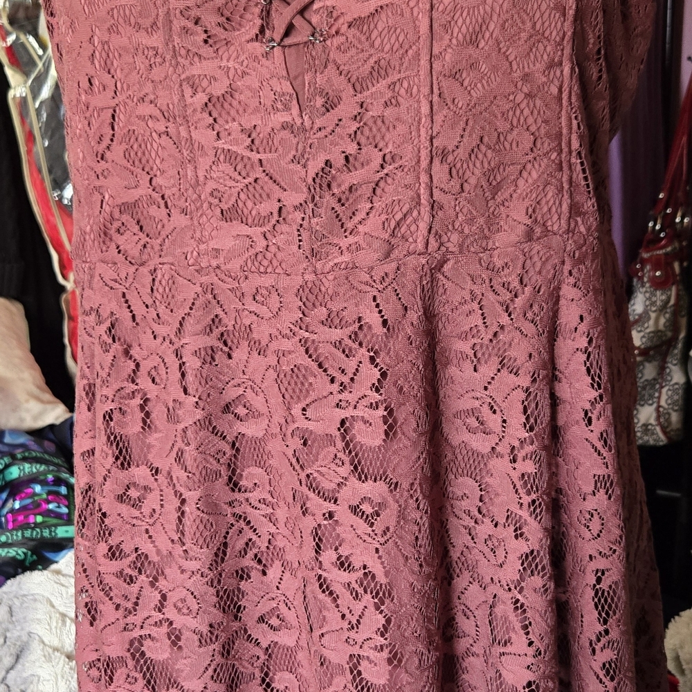 Torrid Lace Fit-and-Flare Dress in Dusty Rose